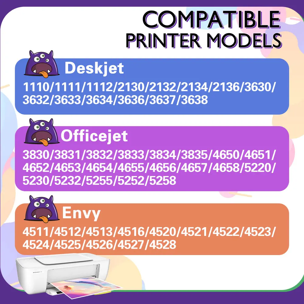 Чернильный картридж Printjoy для принтера HP 302 XL Deskjet 4511 4512 4513 4516 2131 2132 2134 2136 1-4 шт. |