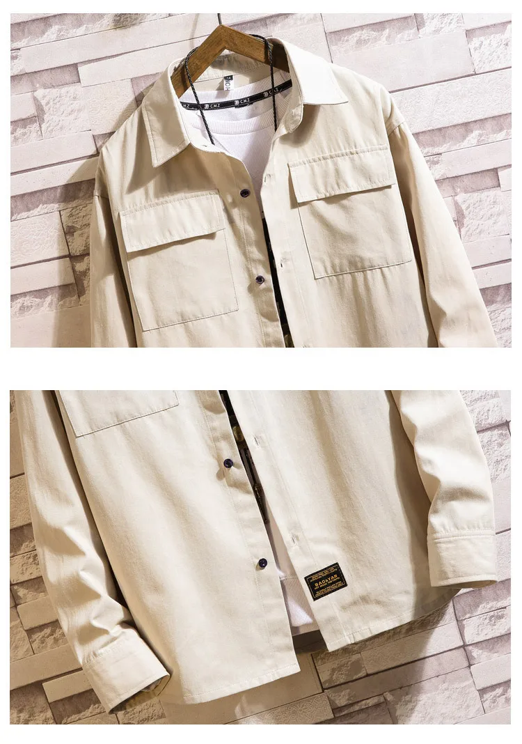 Мужская свободная рубашка с длинными рукавами Повседневная рубашка-карго