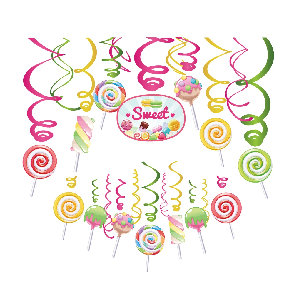 

Sweet Girls Lollipop Theme Party Decorations PVC Spiral Hanging Swirls Kid Birthday Parties Favors Baby Shower Party Supplies