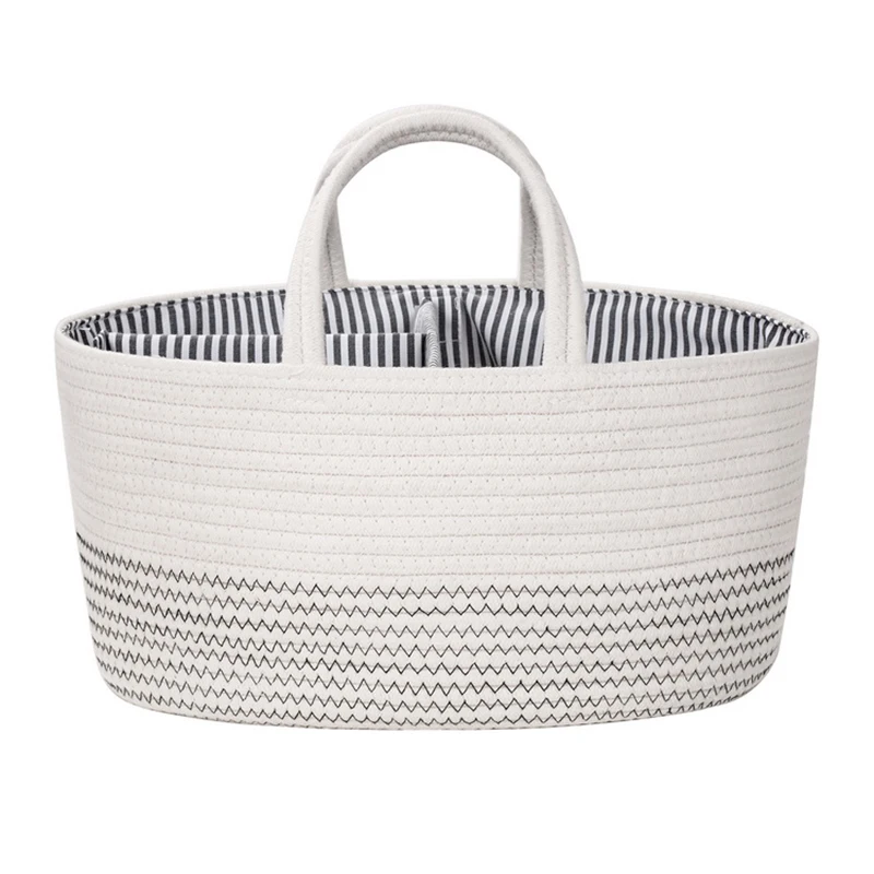 

Baby Diaper Caddy Storage Box 100% Cotton Stylish Nursery Storage Basket Portable Tote Bag & Car Organizer Carrier Bag
