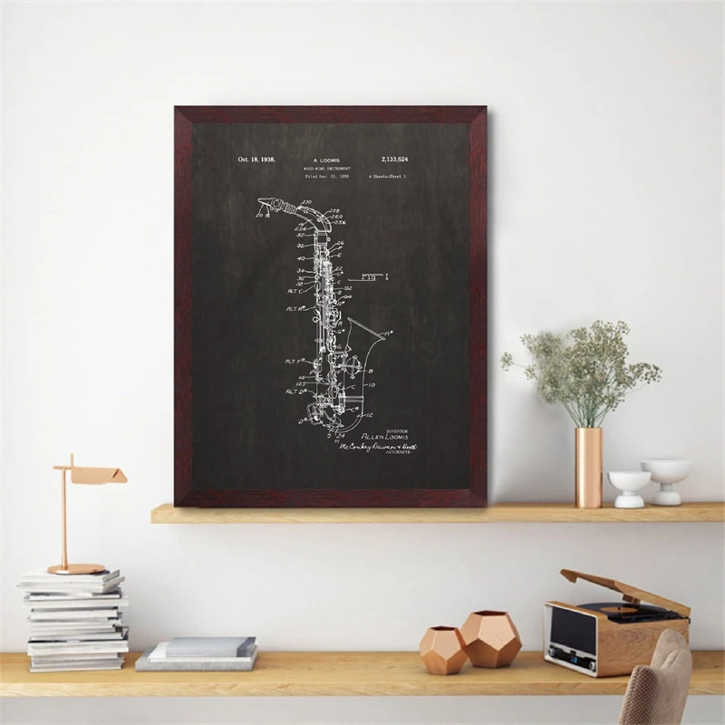 Музыкальный инструмент запатентованные принты музыкальный подарок саксофон