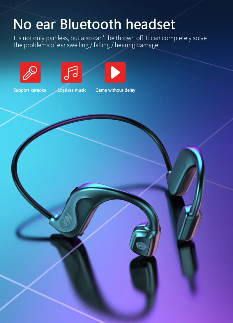 

Bone Conduction Headphones Bluetooth Wireless Sports Earphone Headset Stereo Hands-free With Microphone For Running
