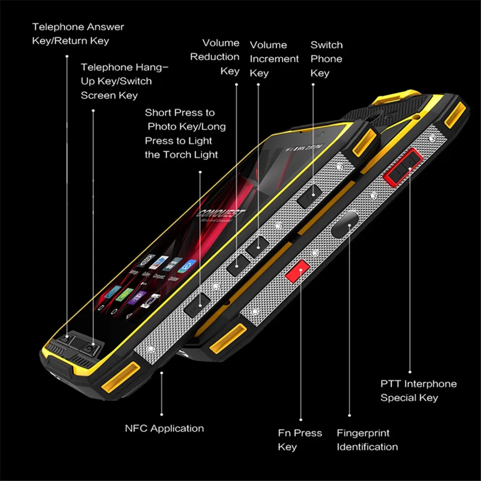 Conquest S11 IP68 прочный смартфон 16 МП 7000 мАч 6 ГБ 128 ГБ Восьмиядерный сканер отпечатков пальцев/распознавание лица NFC OTG Android мобильный телефон