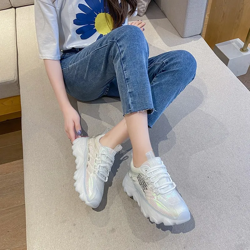 

Casual Thick Soled Old Dad Shoes Women's 2021 New Versatile Breathable Fashion Small White Shoes Mesh Comfortable Sports Shoes