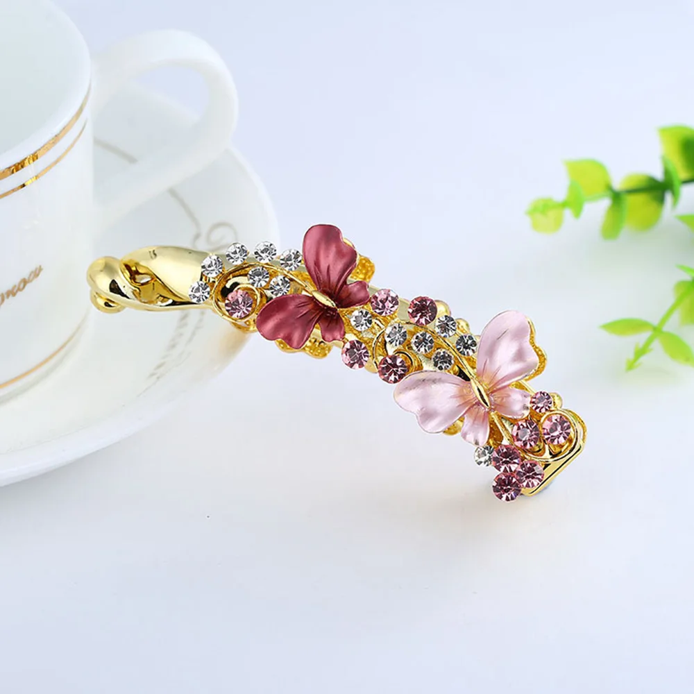 Женская элегантная заколка бабочка сплав в виде банана коготь конский хвост для