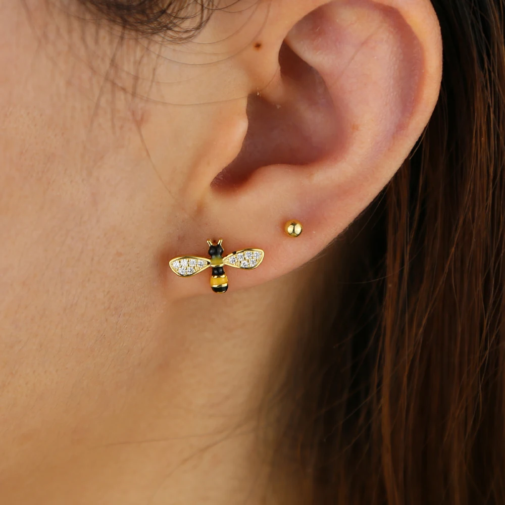Золотые модные ювелирные изделия красочные cz проложенные милые животные пчела