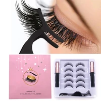 5 pairs eyelashes liquid eyeliner magnetic eyelashes and eyeliner set extension liquid tweezer waterproof 3d lashes maquiagem