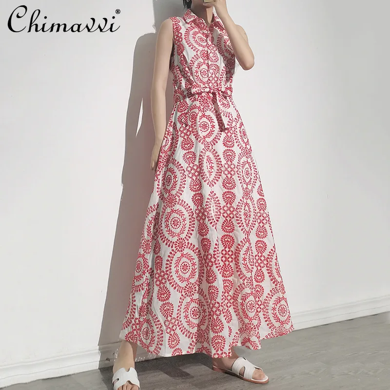 

Женское платье-макси без рукавов, элегантное облегающее платье с винтажным принтом и высокой талией, лето 2021