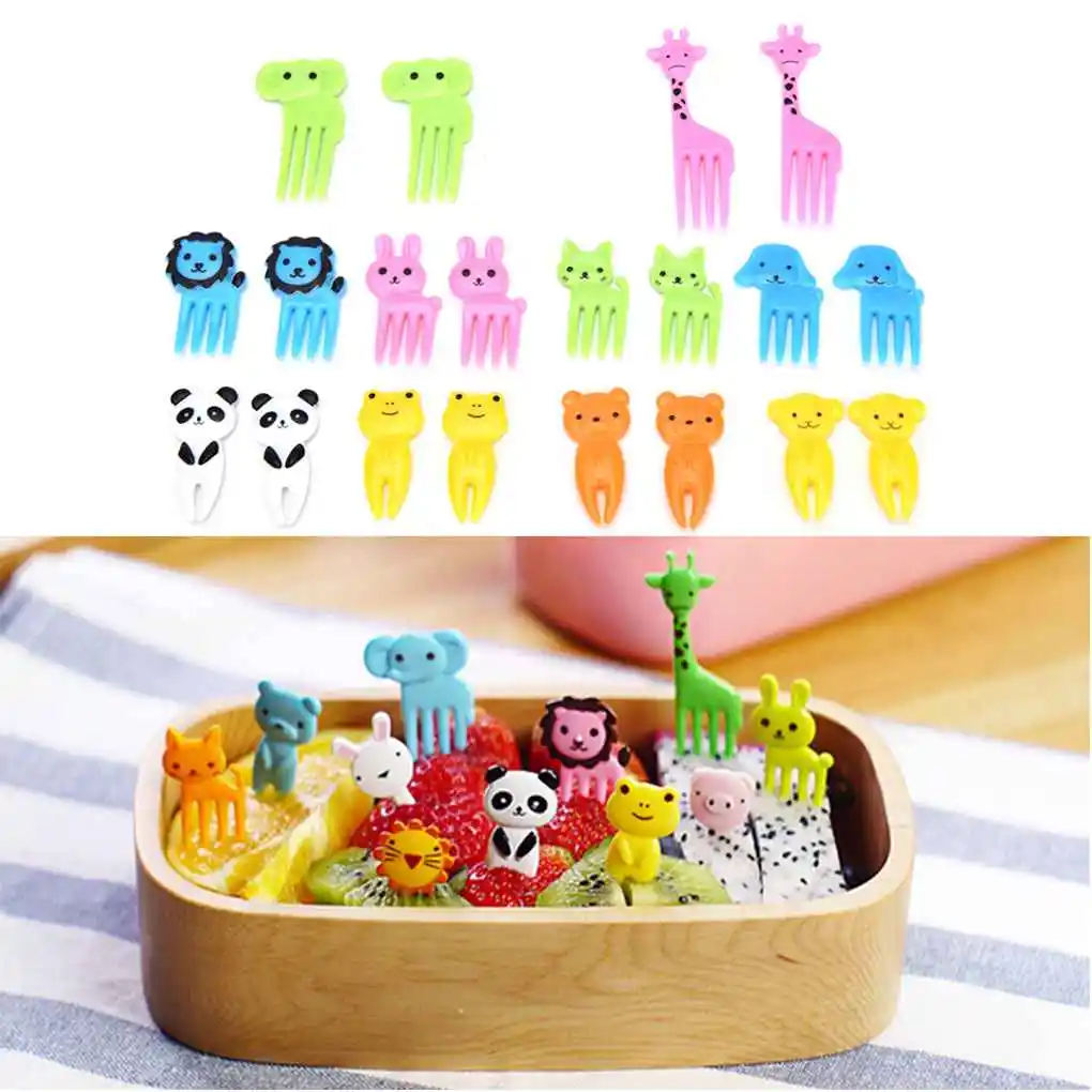 

10pc Animal Fruit Fork Mini Cartoon Children Snack Cake Dessert Food Fruit Forks Lunch Bento Accessories Party Decor