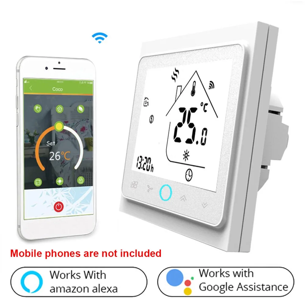

Electric Voice Sensing LCD Screen Household Smart Touch Control Thermostat Air Conditioner Water Heater WIFI For Google Home