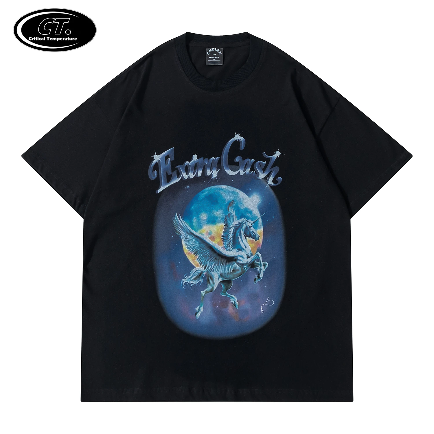 

2021 Men Hip Hop Streetwear Tshirt Harajuku Angel unicorn Printed T Shirt Cotton Loose Short Sleeve Tops Tees Casual T—SHIRT