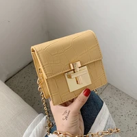 2022 stone pattern mini square crossbody bag new quality pu leather womens designer handbag lock chain shoulder messenger bag