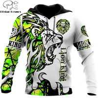 beautiful lion green tattoo camo 3d printed mens hoodies harajuku streetwear fashion hoodie unisex jacket pullover kj0136