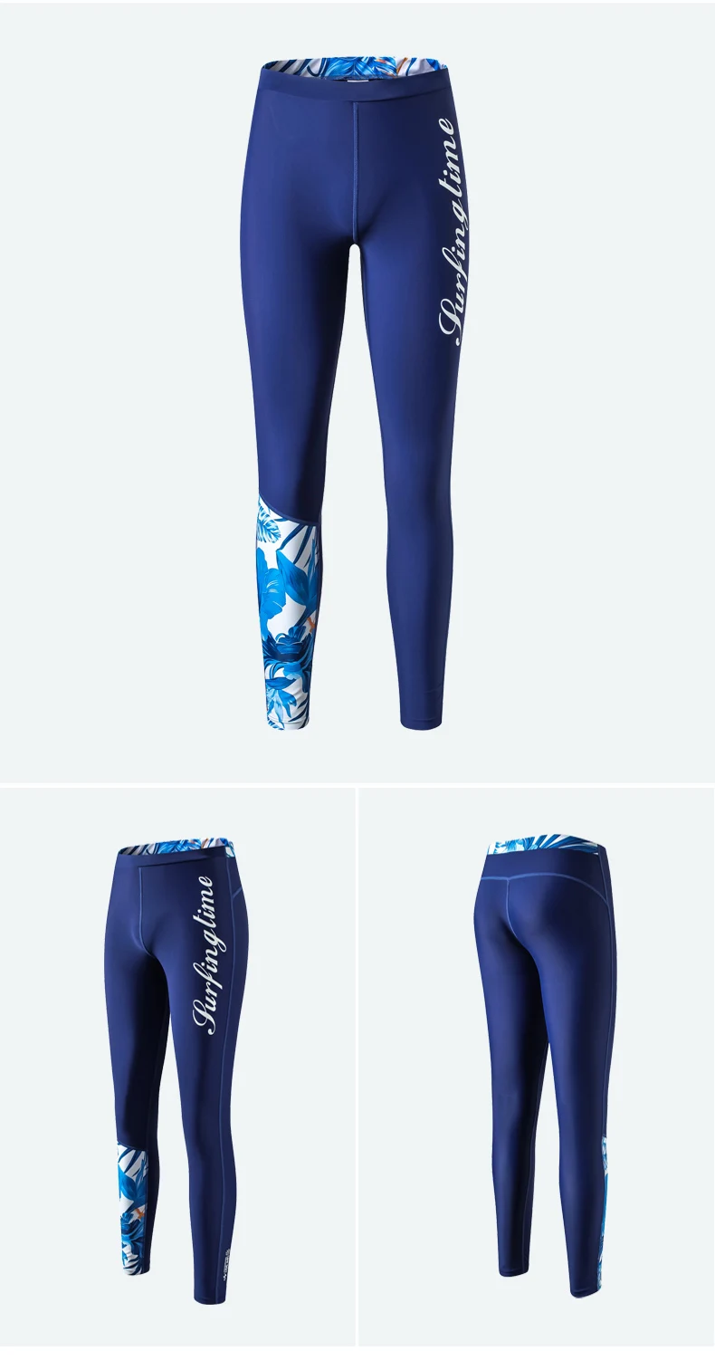 Женский синий Печатный Rashguard полный купальник с длинным рукавом UPF 50+ УФ Защита купальники для плавания футболка для серфинга брюки