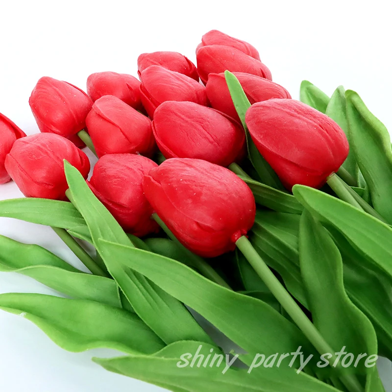 

12pcs Tulip Artificial Flower Real Touch Artificial Bouquet Fake Flower for Wedding Decoration PU Flowers Home Garen Decor