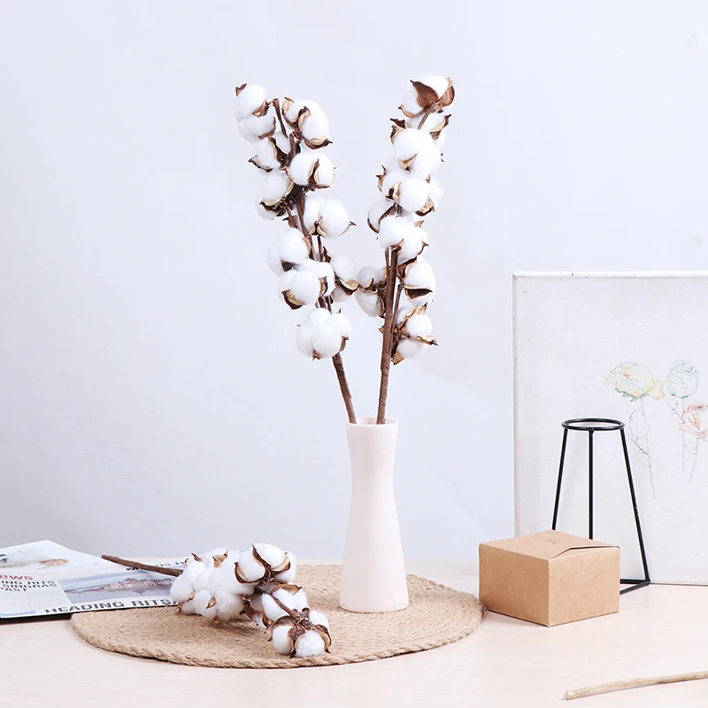 Натуральные сухие хлопковые цветы 1 шт. искусственные растения Цветочная ветка