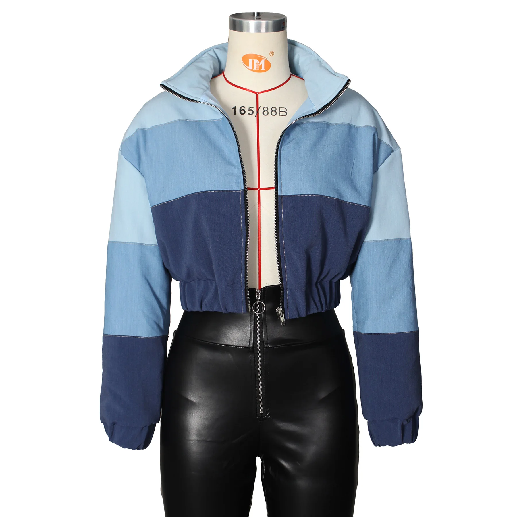 Casual Winter Woman Jacket Coat Thick Warm Parkas Color Patchwork Zipper Up Full Sleeve Female Outwear Coat Streetwear Outfits