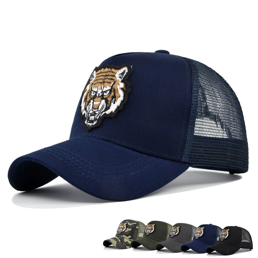 

New Tiger Embroidery Baseball Cap Adult Snapback Bone Caps Summer Mesh Trucker Hats For Women Men casquette Fishing Cap