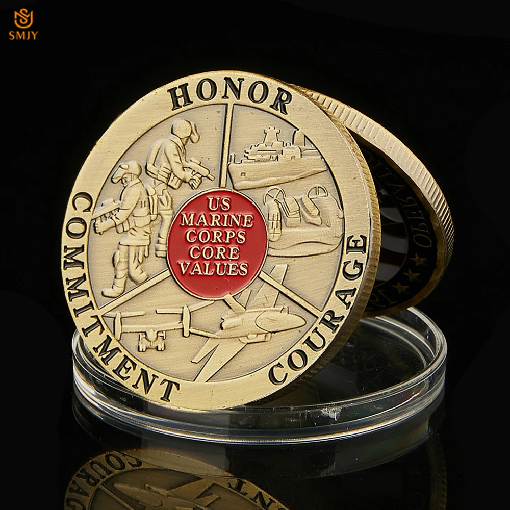 

USA Marine Corps Core Values Commitment Honor Courage U.S Military Challenge Token Coin Value Collectibles