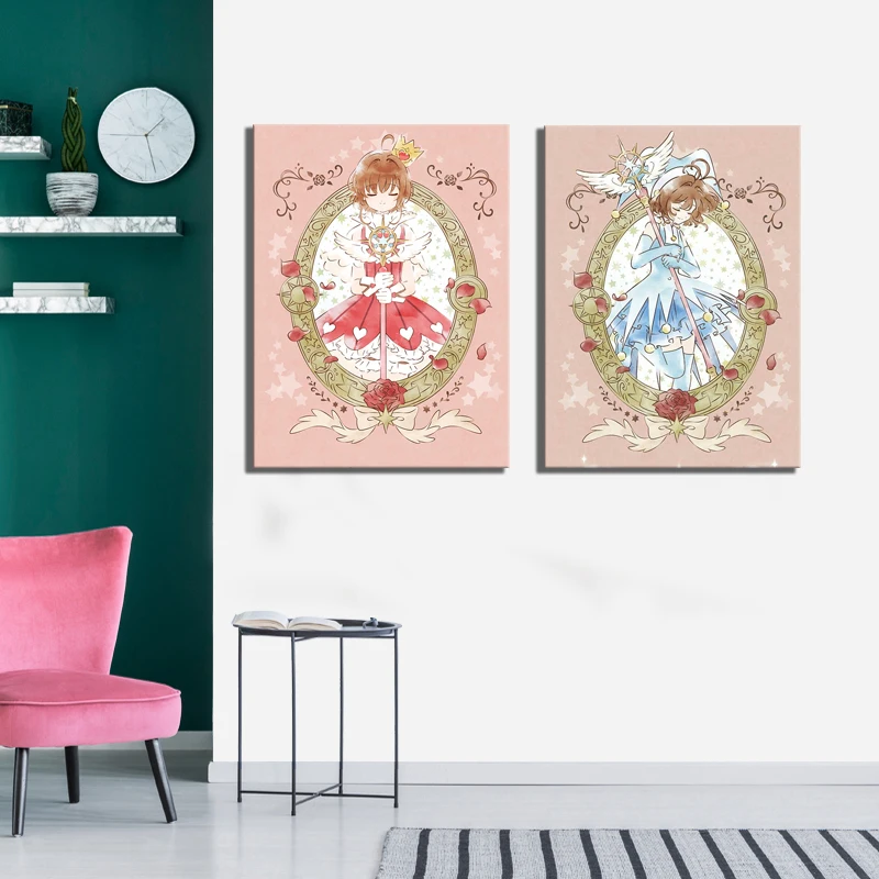 Печатный холст картины модульный Декор для дома Аниме изображение девушки Card Captor