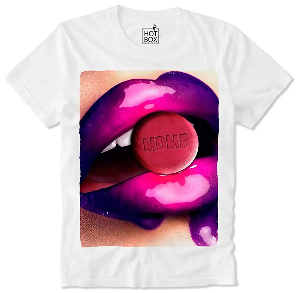 TFGHFG рубашка девушка губы MDMA XTC экстази ЛСД кислота боязнь и ненависть Унисекс