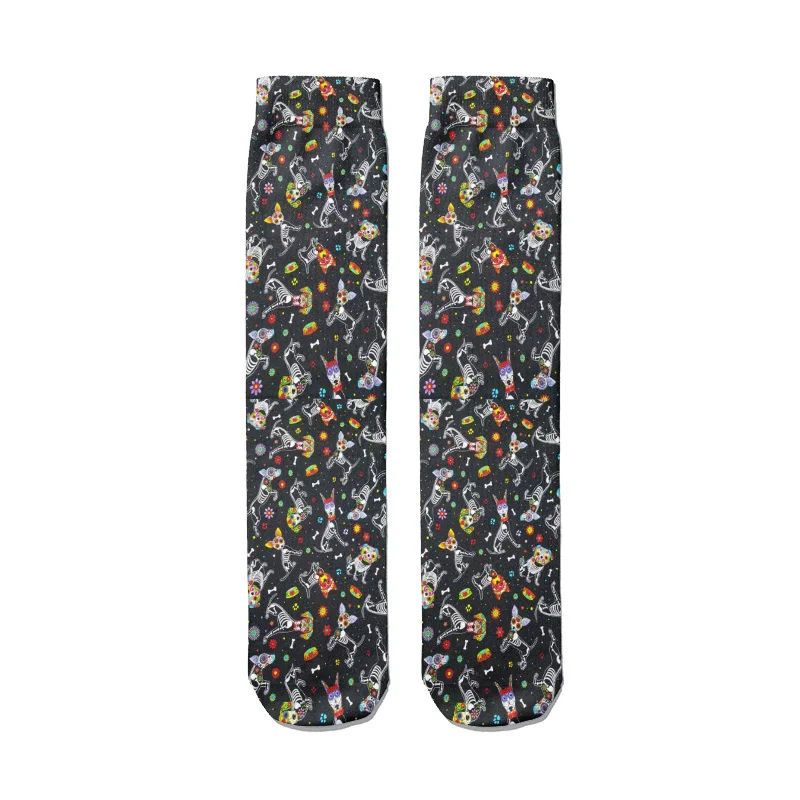 wool socks women Punk Floral Compression Cotton Socks Skull Colorful Skateboard Socks Unisex Women Medium Tube Socks Autumn Winter Warm Socks crew socks women