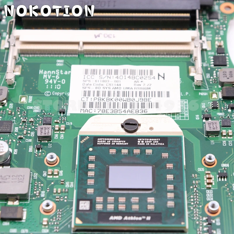 NOKOTION 611803-001 материнская плата для hp 625 325 CQ325 325 625 425 основная плата для ноутбука RS880M DDR3 с Процессор