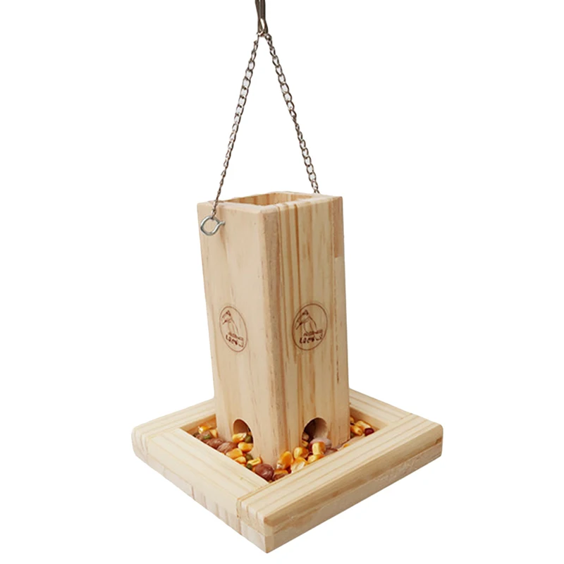 

Wooden Bird Feeders Hanging Type Outdoor Pet Bird Seeds Food Feeder Tree Garden Snacks Bucket Holder Bird Feeder Feed Station