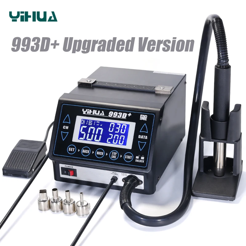 ЖК-дисплей сенсорный экран паяльная станция от YIHUA 993D горячего воздуха пистолет паяльник 1300 Вт BGA паяльная SMD