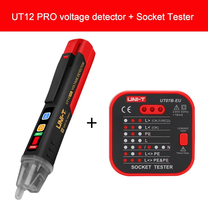 UT12pro UT07B-EU Блок UT12 Pro детектор напряжения переменного тока Бесконтактный карандаш напряжения 12 V-1000 V розетка настенный Электрический датчик мощности тестер ручка светодиодный - Цвет: UT12pro UT07B-EU