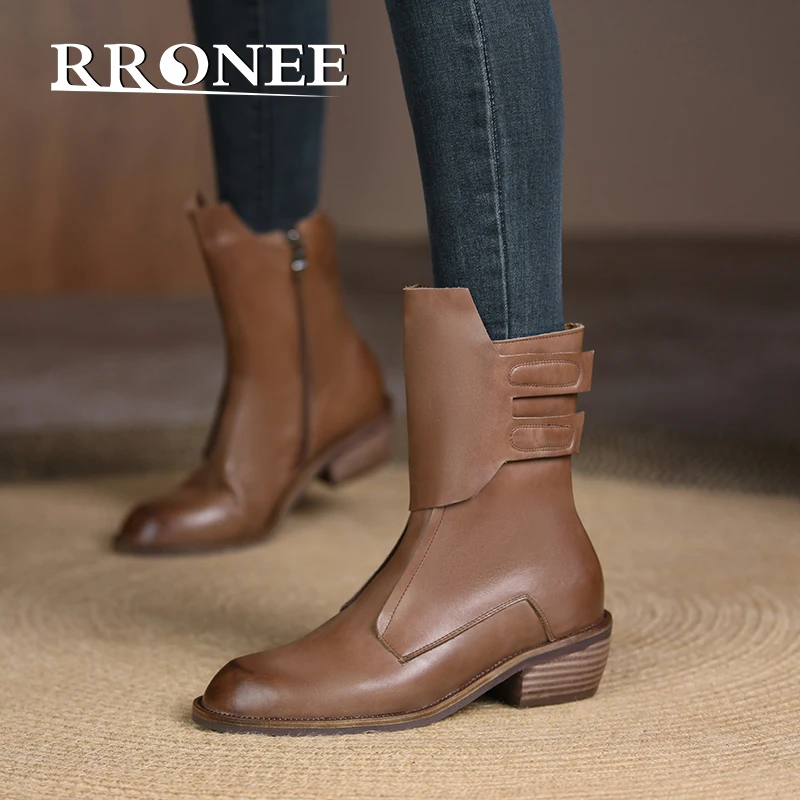 

2021 new Chelsea boots women's thick-soled Martin boots wild retro British style round toe thick heel short boots women