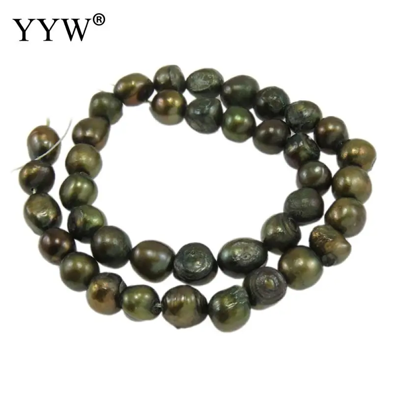 Оптовая продажа жемчужин барокко пресноводный жемчуг бусины зеленый класс 9-11 мм