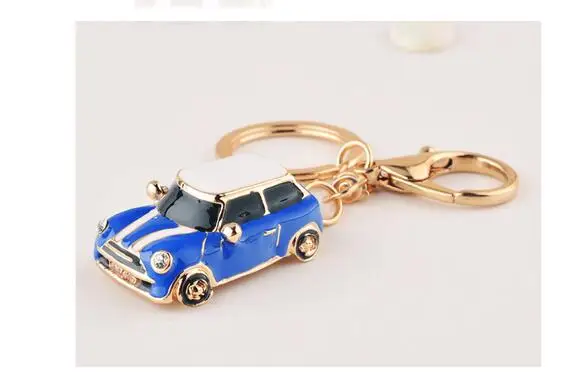 

1pcs/lot woman man lovely car keychain fashion metal cartoon car key ring 4colors