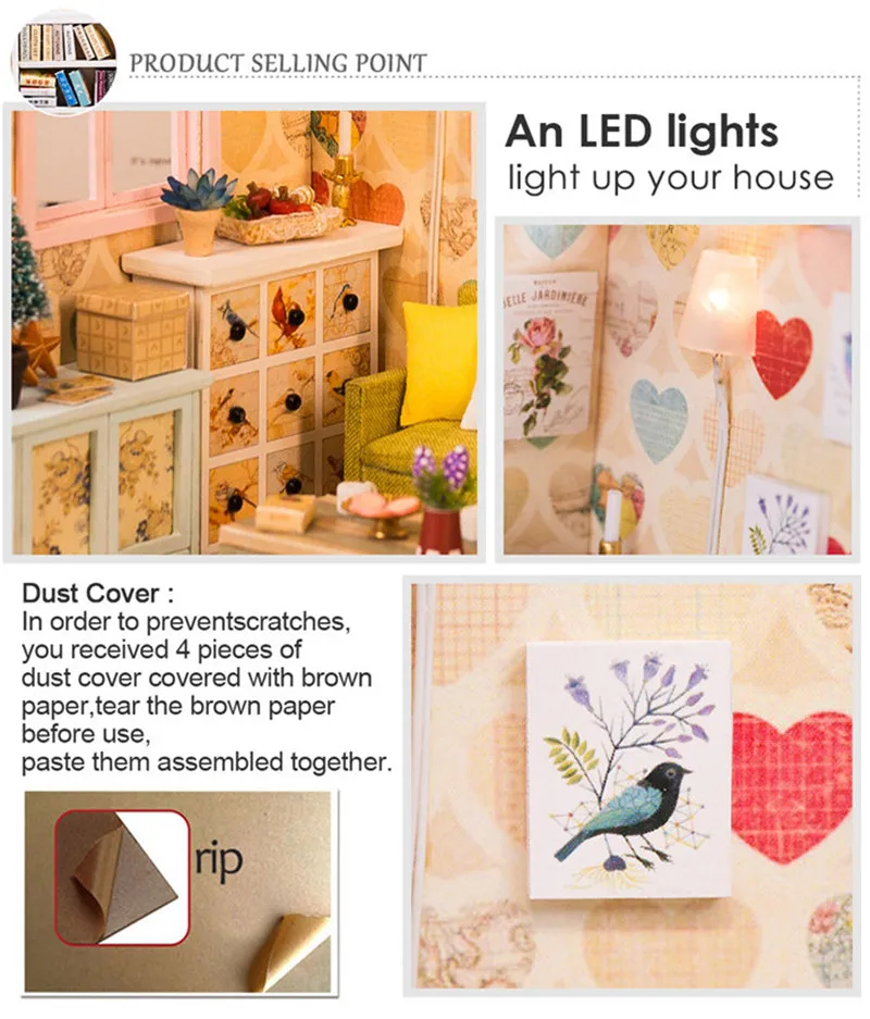 

miniature house with light kast cat doll accessories diy mini wooden dollhouse tiny child doll house toy oyuncak bebek evi