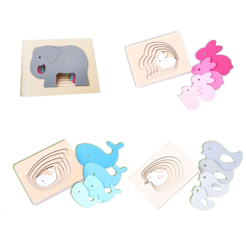 

1 Набор обучающих животных-пазлов, игрушки для малышей, Детские Игрушки для раннего развития G2AE