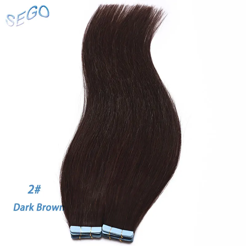 SEGO, 1"-24", 3 г/шт., натуральные человеческие волосы, лента для наращивания, клейкая, бесшовная, не Реми, кожа, уток, лента для наращивания волос, 20 шт