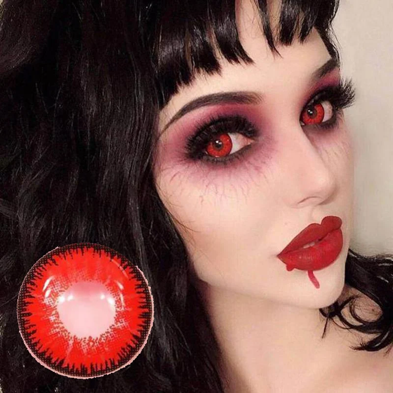 1 пара (2 шт.) Косплей красные цветные контактные линзы для глаз Хэллоуин