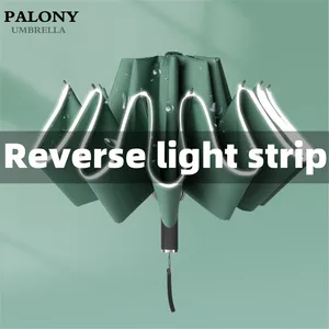Автоматический обратный светоотражающий зонт в полоску складной Для мужчин's и Для женщин Для Мужчин's Бизнес Зонтик Подарки индивидуальный логотип зонтик