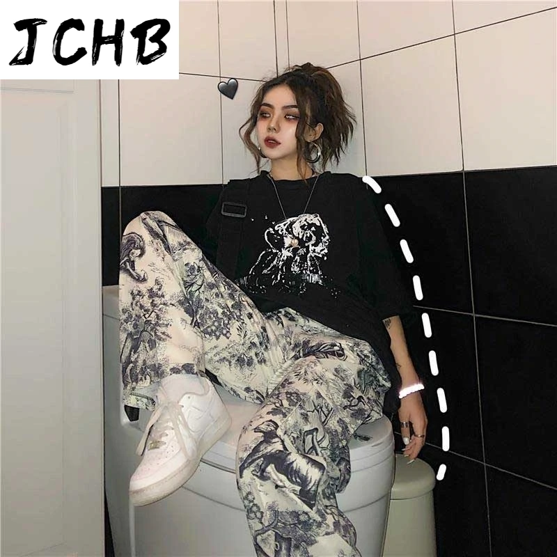

2021 Pants Women Clothes Loose Sports Casual Beam Foot Harem Pants Comics Printed Joggers Pants Mens Hip Hop Casual Trousers