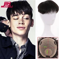 jinkaili short black male toupee synthetic straight wig mens hair fleeciness realistic natural hair heat resistant wig