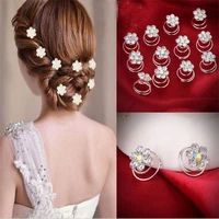 twists swirls pins girls hair clip crystal hair spirals pearl flower 10 pcs bridal wedding