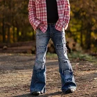 Джинсы Spijkerbroeken мужские свободного покроя, рваные расклешенные брюки, эластичные расклешенные штаны