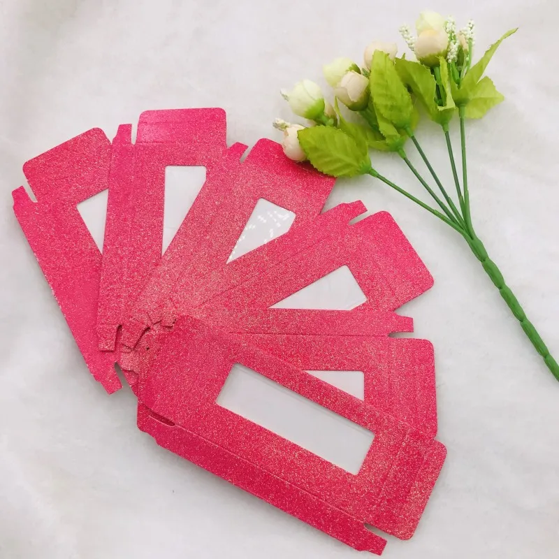 Пустая коробка для ресниц индивидуальная фирменная розовая блестящая пленка