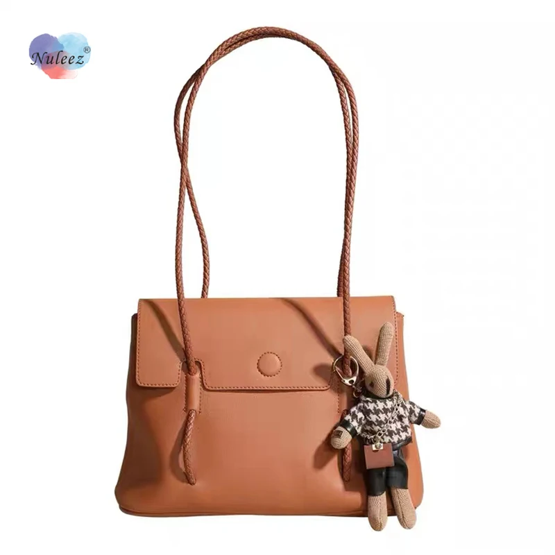 

High-volume One-Shoulder Bag Women Nude-leather Solid-color Fashion Rabbit Hang Underarm Handbag Large Capacity 2021 Latest