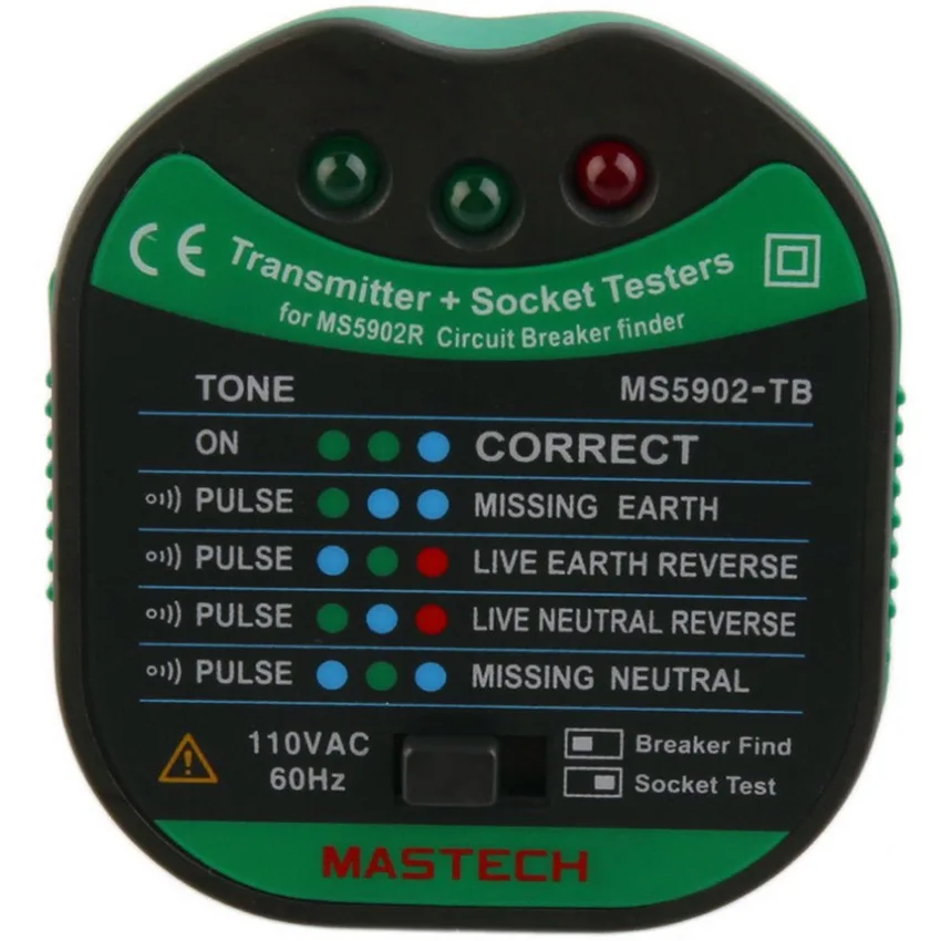 

MS5902 Automatic Circuit Breaker Finder Fuse Socket Tester European specification AC 220V/110V with Flashlight
