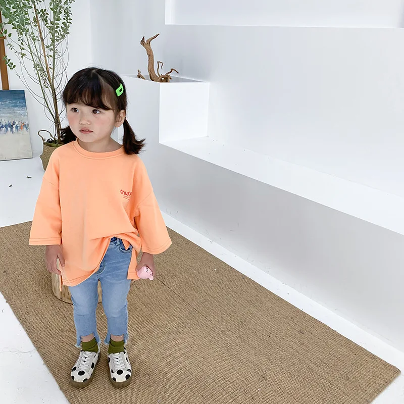 Весенне-летние модные джинсовые штаны для маленьких девочек повседневные