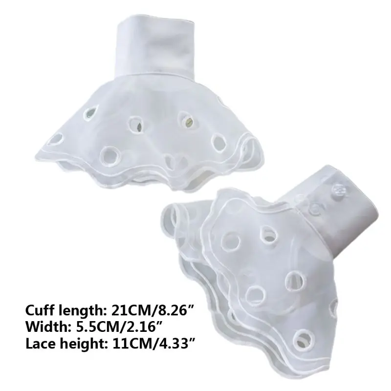 

2pcs/pair Women Girl Lace Fake Cuff Big Wave Hollow Out Sleeves Wrist Decor