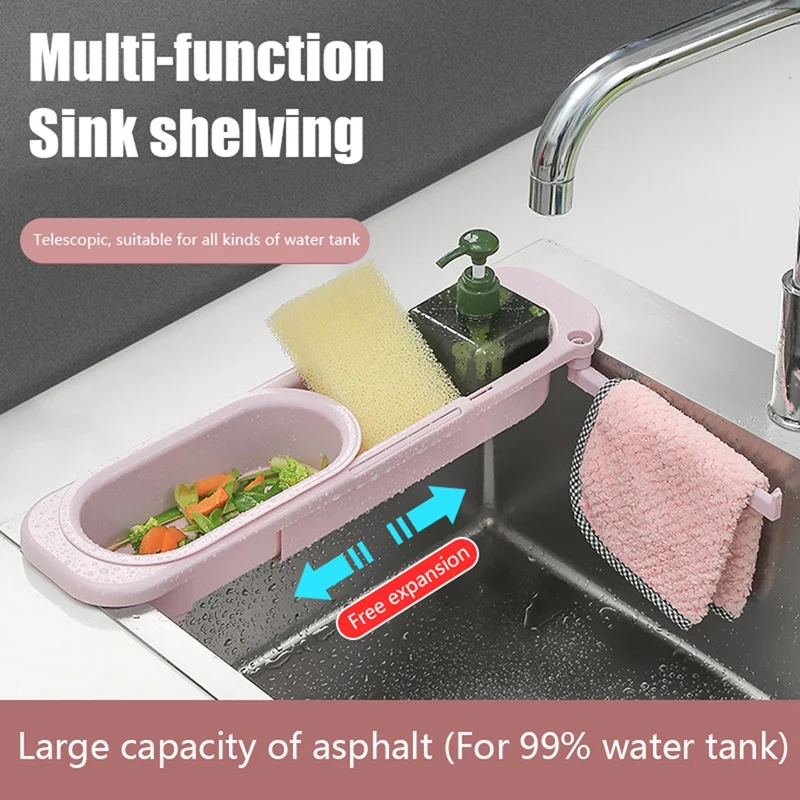 

Telescopic Sink Rack Kitchen Sinks Organizer Soap Sponge Holder Adjustable Sinks Rack Kitchen Accessories Home Supply