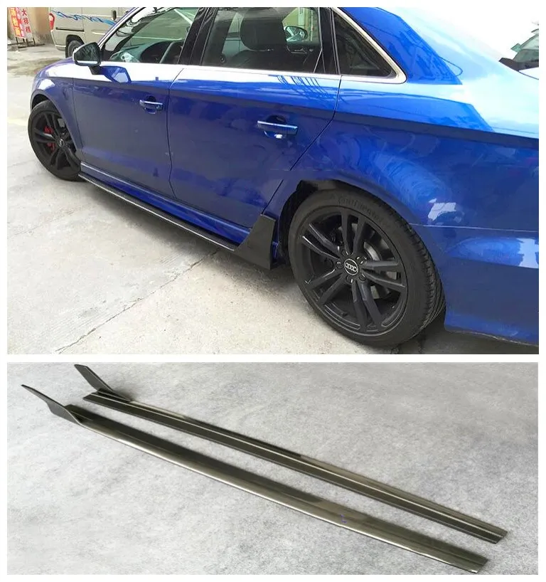 

High quality 2 pieces/1Set Carbon Fiber Side Skirts Protector Cover Fits For Audi S3 2014 2015 2016 2017