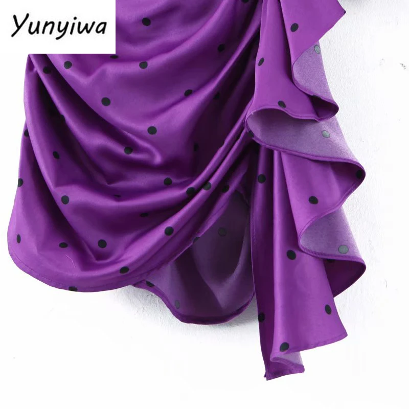 Модное женское винтажное платье в горошек Драпированное облегающее мини-платье